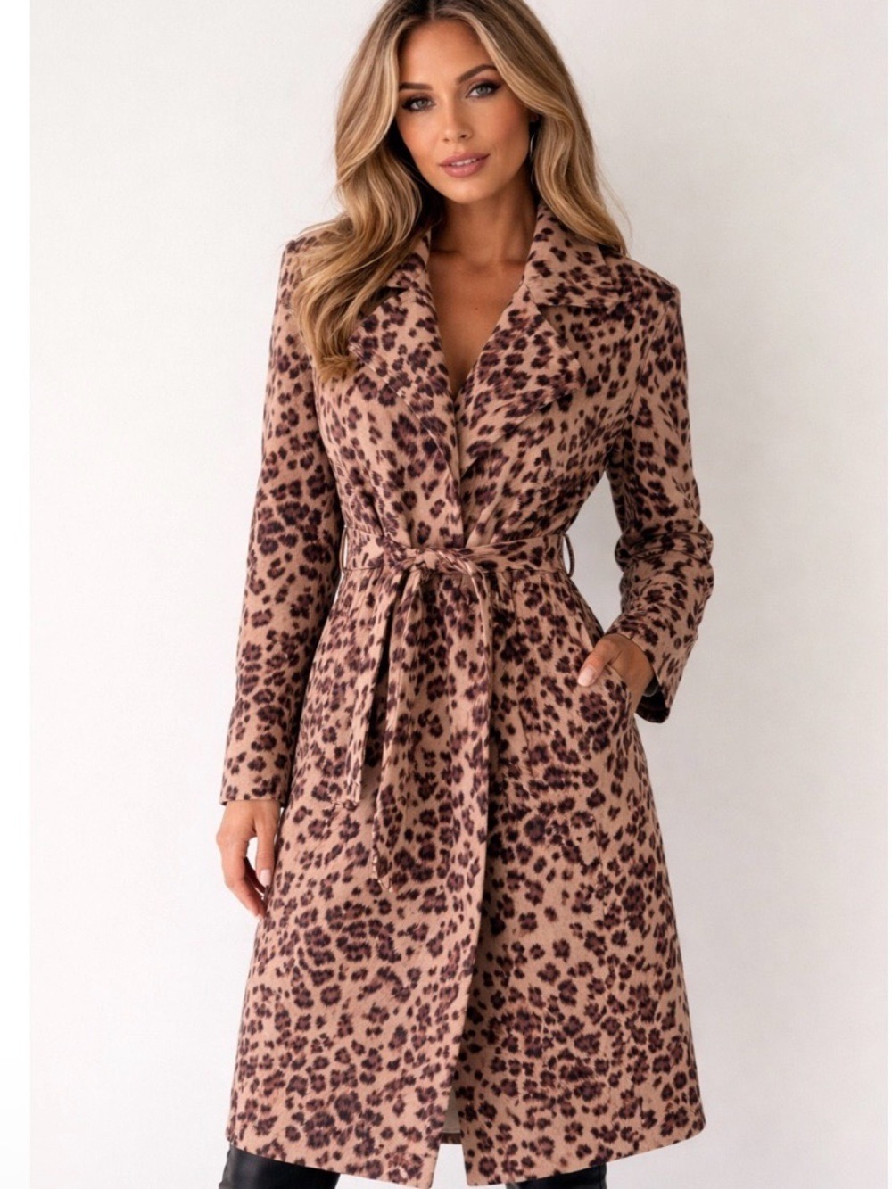 Anthropologie nwt Alice Blue lightweight suede feel Leopard Print Trench Coat L